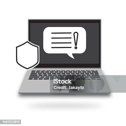 istock Threat detection response icon, cyber security, attack warning cloud, symbol on white background. 1461322819
