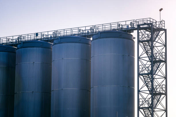 istock Industrial storage tanks close up 1461323157
