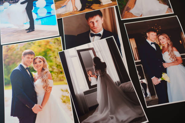 istock printed wedding photos on a black background. 1461328187