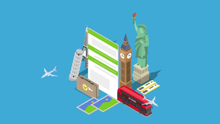 Travel to USA , UK and Europe 3d animation