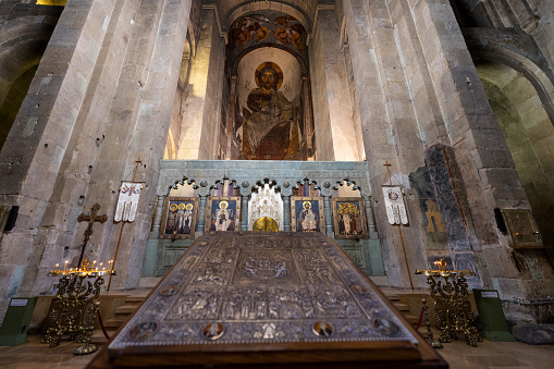 Altar inside Svetitskhoveli Cathedral in Mtskheta. Georgia