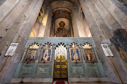 Altar inside Svetitskhoveli Cathedral in Mtskheta. Georgia