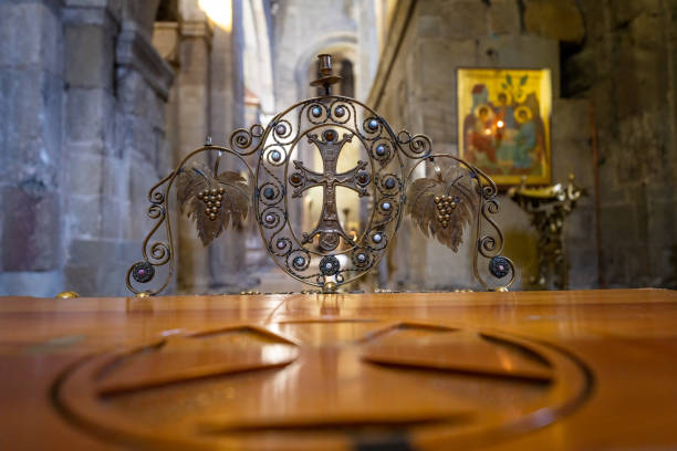 Religion cross inside Svetitskhoveli Cathedral in Mtskheta. Georgia