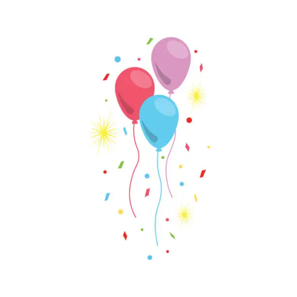 Vector illustration of Balloons with confetti on white background, vector illustration.