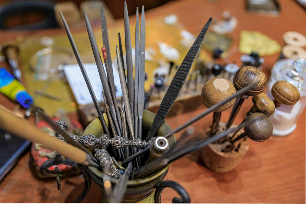 istock Metal working tools in an artisanal jeweler workshop studio in Florence, Italy 1461337619