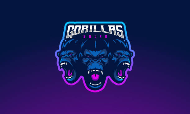 gorilla esport gaming - silberrucken gorilla stock-grafiken, -clipart, -cartoons und -symbole