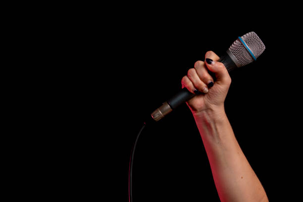 istock Hand of person holding microphone. 1461340225