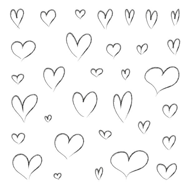 Heart icon set Heart symbol set. Brush stroke style heart collection. Cute vector hearts. brush stroke heart stock illustrations