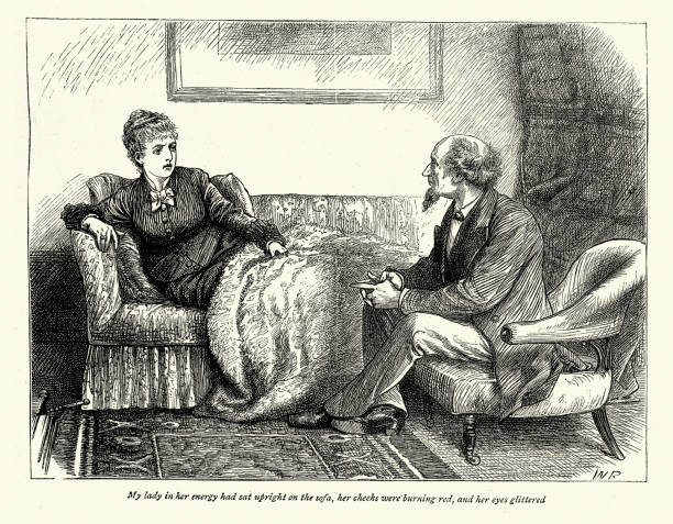 Vintage illustration of a scene from Black Spirits and White a Novel by Frances Eleanor Trollope, 1877