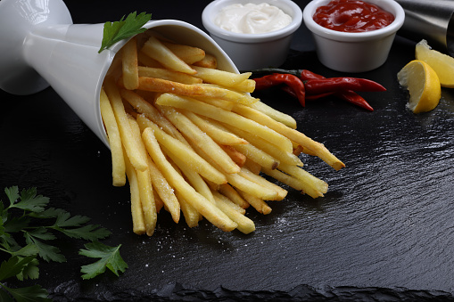 Homemade French Fried in Ceramic Holder