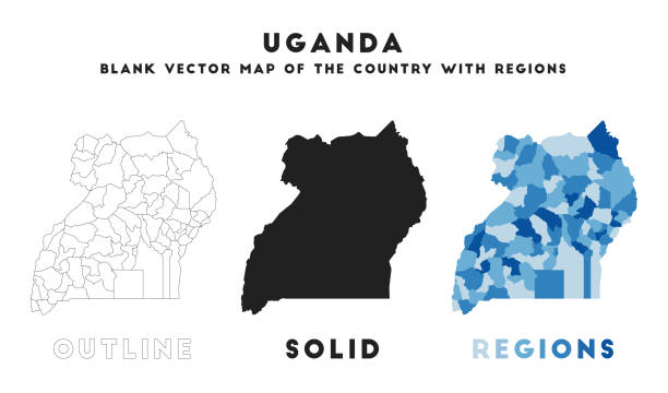 Uganda map. Borders of Uganda for your infographic. Vector country shape. Vector illustration. Uganda map. Borders of Uganda for your infographic. Vector country shape. Vector illustration. uganda stock illustrations