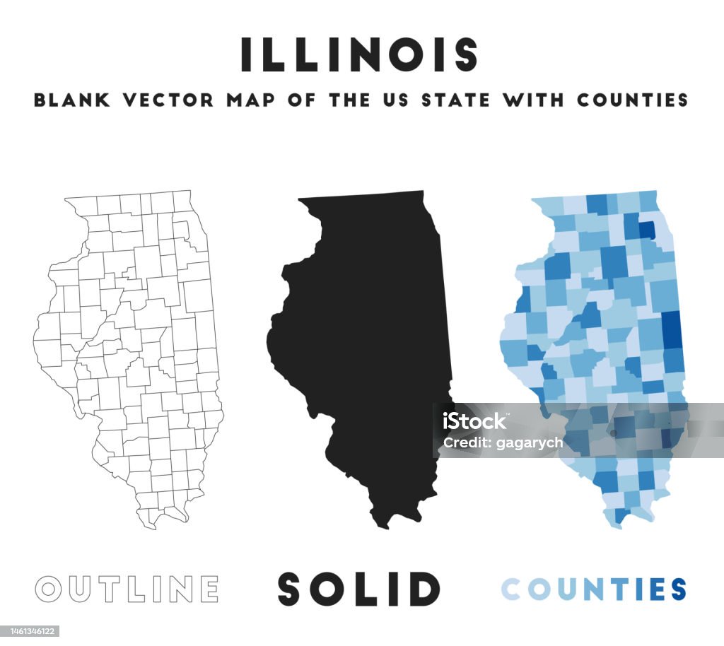 イリノイ州の地図あなたのインフォグラフィックのためのイリノイ州の国境ベクター画像の状態の形状ベクターイラスト アメリカ合衆国のベクター