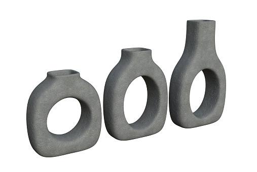 Concrete Ring Vases isolated on a background