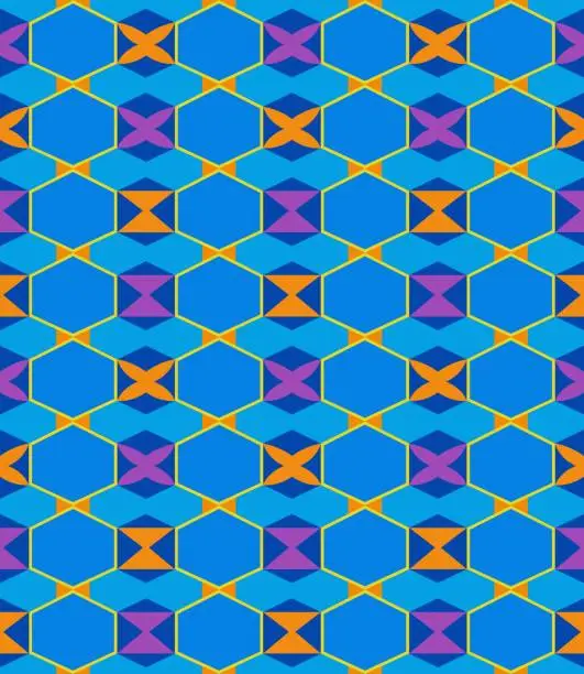 Vector illustration of Vector seamless pattern colorful geometric background blue and yellow