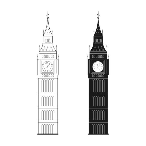 big ben symbol. londoner symbol. turm mit uhr. britisches landmark design. vektordarstellung. - big ben london england tower clock tower stock-grafiken, -clipart, -cartoons und -symbole