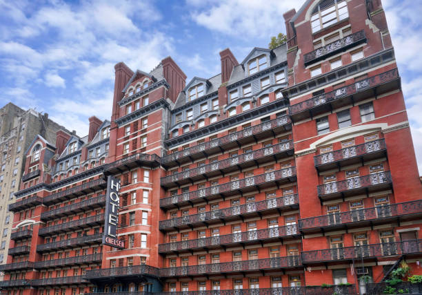 The Chelsea Hotel in Manhattan, a 19th century landmark famous for the writers and artists who have lived there. stock photo