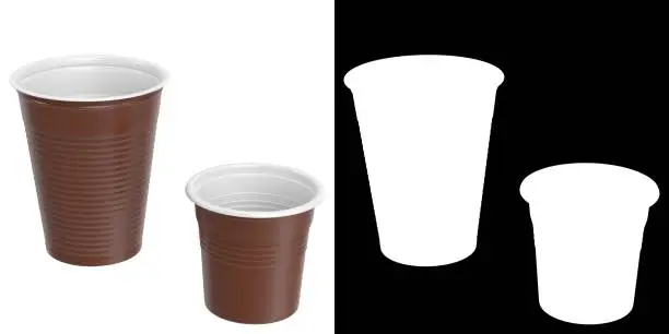 3D rendering illustration of a couple of coffee plastic cups