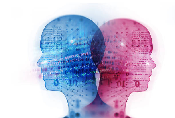 istock 3d illustration of ai human on technology background. 1461358229