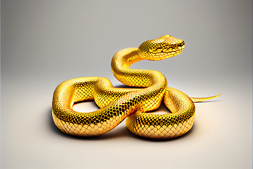 Low poly golden 3D snake