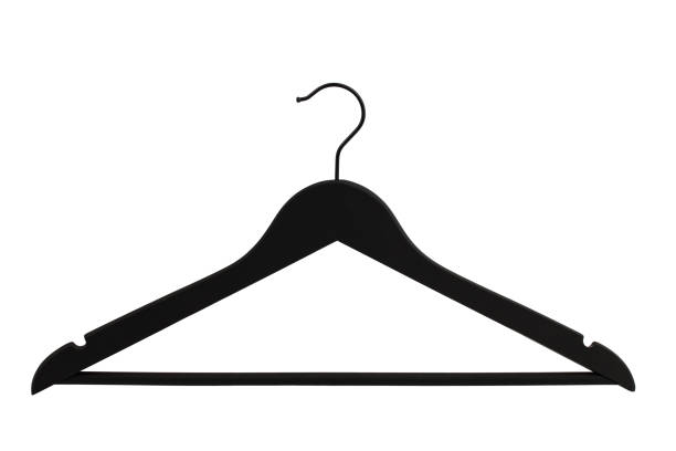 wooden and plastic hangers with a hook for clothes, isolate for clipping on a white background