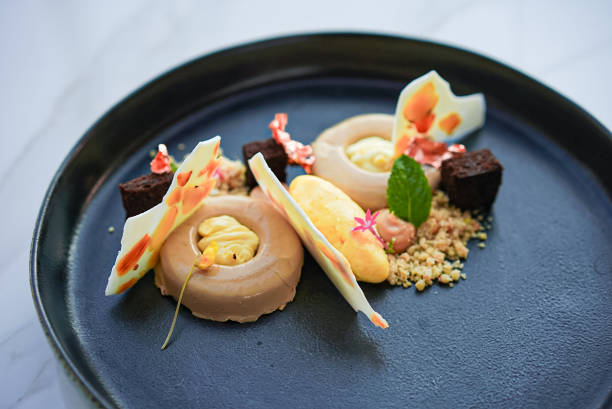 istock Sweet dessert on a dark plate 1461361599