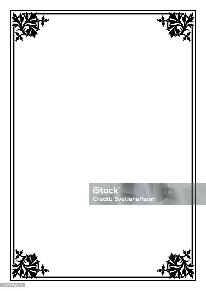 Decorative Rectangular Black Framework Page Decoration A3 A4 Page Size ...
