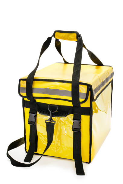 istock Yellow thermal bag for delivery isolated on white background 1461363382