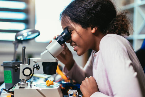 istock Smart Young African American Schoolgirl is Studying Electronics in Her Science Hobby Robotics Project. Girl is Working on a Robot in Her Room. Education Concept. 1461365422
