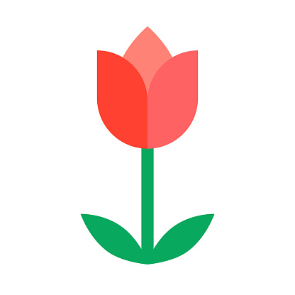 Flat design tulip icon. Red flower icon. Editable vector.