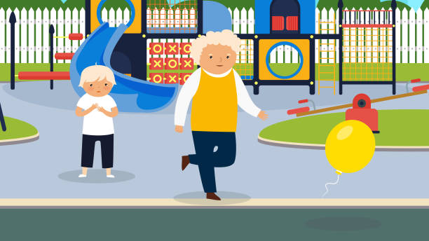 istock The boy's dad catches up with the balloon that his son lost on the playground 1461371555