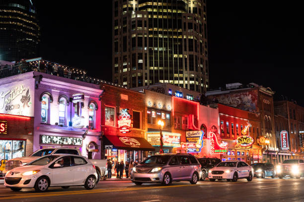 Nashville Tennessee Night Street Scene stock photo