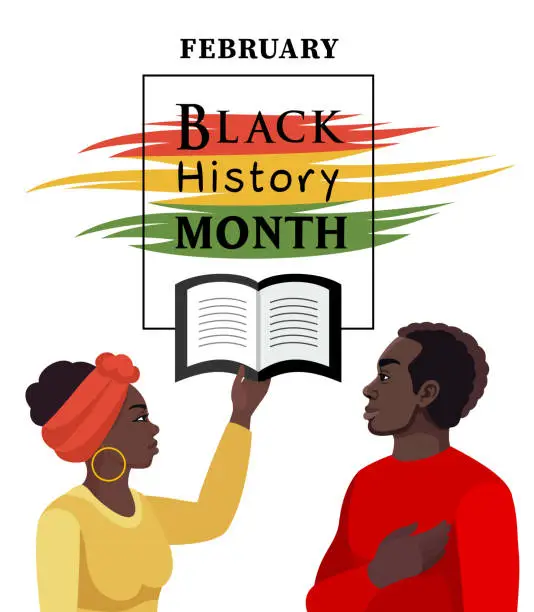 Vector illustration of Black History Month Concept. Learning about African culture.