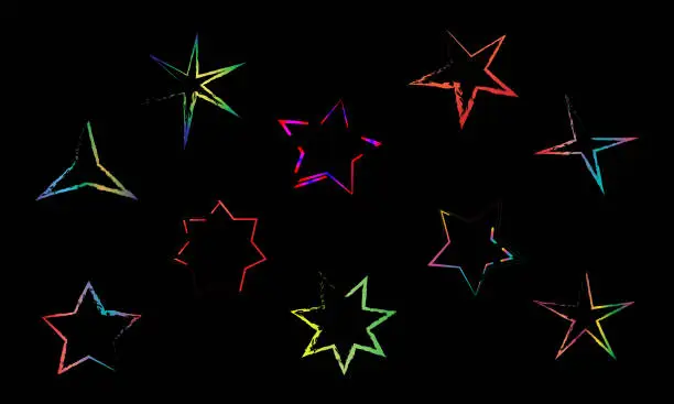 Photo of Set of stars glitter shape icons flakes decorative abstract background pattern website template vector illustration