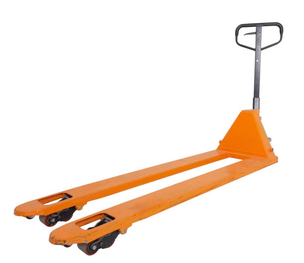 istock A studio shot of an empty fork pallet truck stacker isolated against white background. 1461377204
