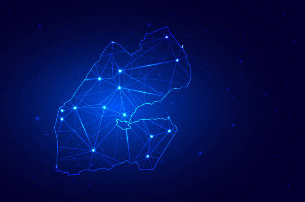 istock Abstract Map of Djibouti from polygonal blue lines and glowing 1461381707