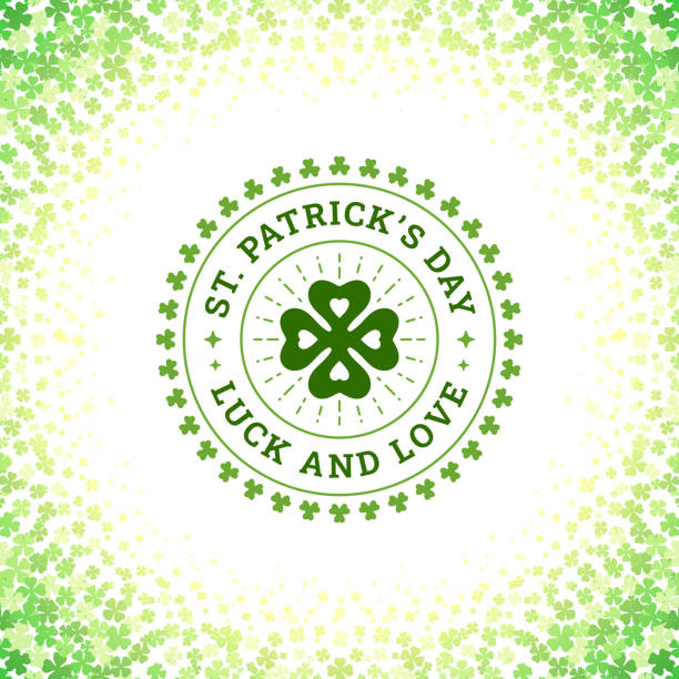 해피 성 ��패트릭의 날 아일랜드 행운과 사랑 빈티지 인사말 카드 인쇄 템플릿 벡터 - irish culture st patricks day backgrounds clover stock illustrations