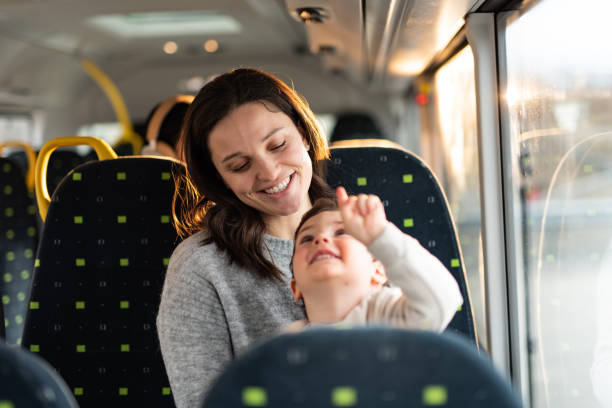 istock Mother and son traveling by bus 1461383757