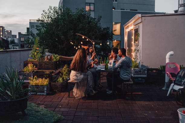 istock Friends dining on a rooftop and having a toast 1461384521