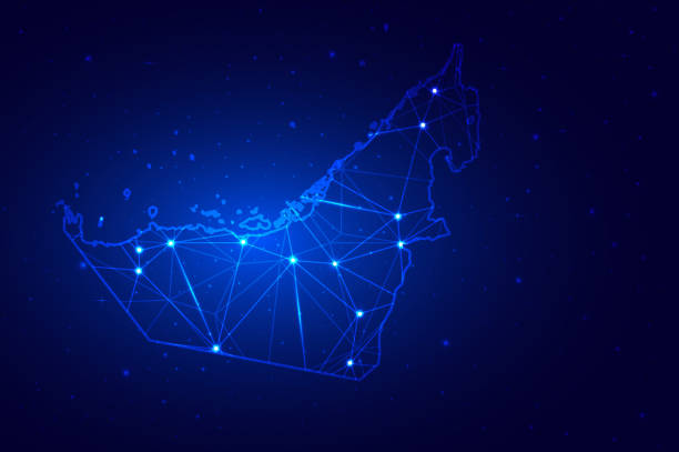 istock Abstract Map of United Arab Emirates from polygonal blue lines and glowing 1461388968