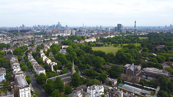 Primrose hill London ,UK drone aerial view