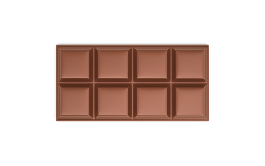 3d render Whole Mold Milk Chocolate Piece, Food Snack Concept (İsolated on White and Clipping Path)