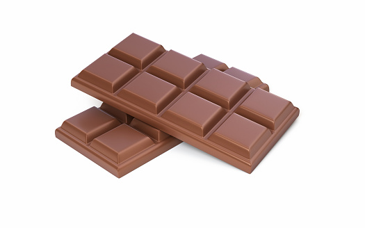 3d render Whole Mold Milk Chocolate Piece, Food Snack Concept (İsolated on White and Clipping Path)