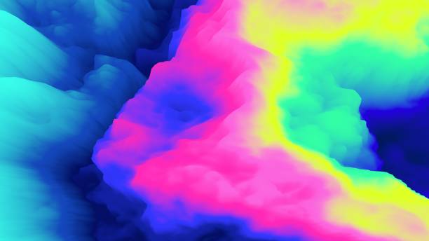 Color explosion. Paint splash. Abstact wallpaper. Multicolor glow. Neon. Fractal. Digital art. Fairy. Futuristic. Surreal texture. 3d illustration. Imagination. Creative. stock photo
