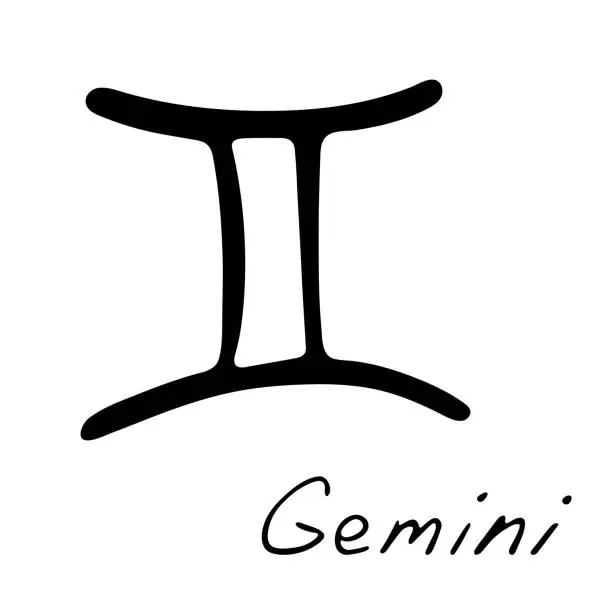 Vector illustration of Hand drawn gemini zodiac sign