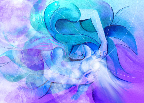 istock Top view of a person embracing a beam of luminous fluids. 1461399762