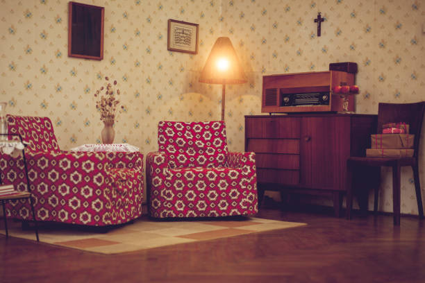 Vintage living room stock photo