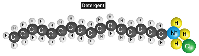 Detergents are ammonium or sulphonate salts of long chain carboxylic acids. Prepared from long chain hydrocarbons obtained during refining of petroleum oil.