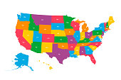 istock USA map with geographical state borders and state abbreviations. United States of America map. Colorful US map design with state abbreviations 1461412061
