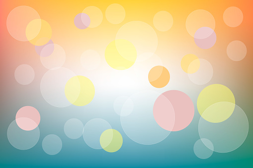 Summer sea waves and sun blue-orange gradient vector background and transparent circles bubbles. Modern background for your interface, advertising, text restaur