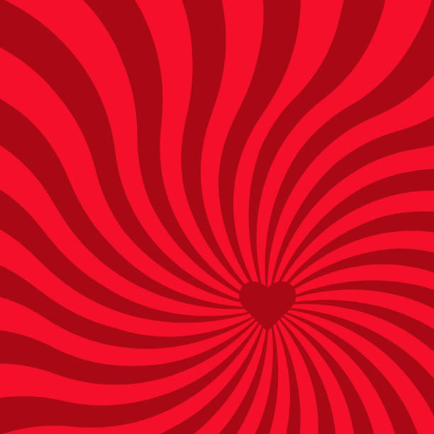 ilustrações de stock, clip art, desenhos animados e ícones de love heart swirling pattern background. vortex starburst spiral twirl square with red heart. love concept. good idea for your wedding.converging psychadelic scalable stripes. vector illustration - backgrounds light wave pattern waving